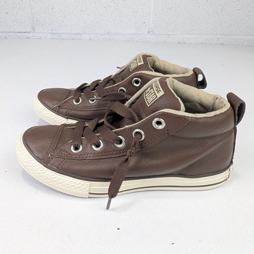 Converse Chuck Taylor All Star Street Mid Top Sneakers - Brown Leather - Youth 2
